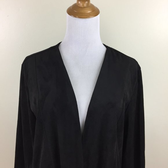 NWT STEFANO COCCI Black Faux Zippered Pockets Long Sleeve Open Front Jacket - Picture 5 of 8